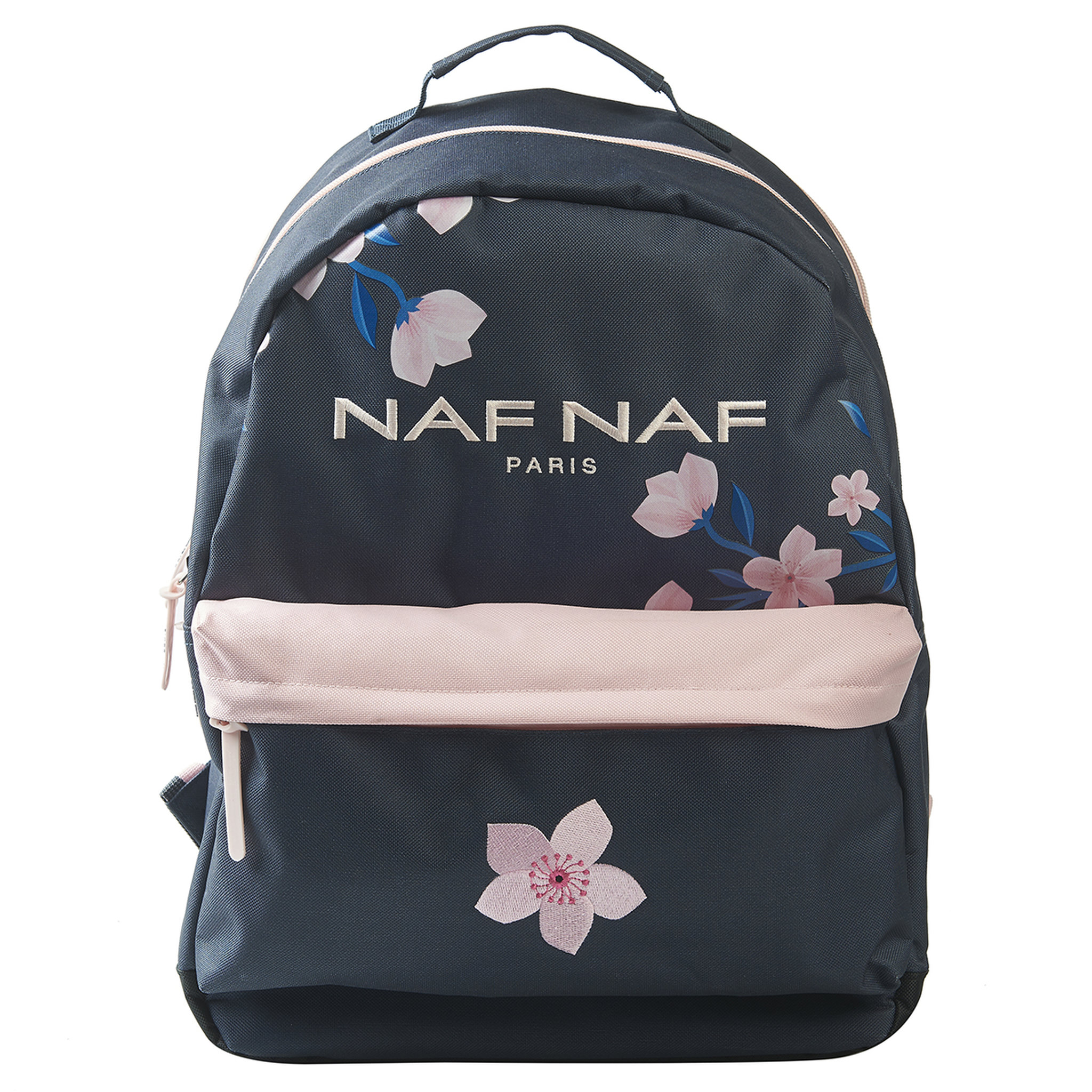 Voir la diapositive 1 : Naf Naf Sac à dos 2 compartiments bleu motif fleurs 