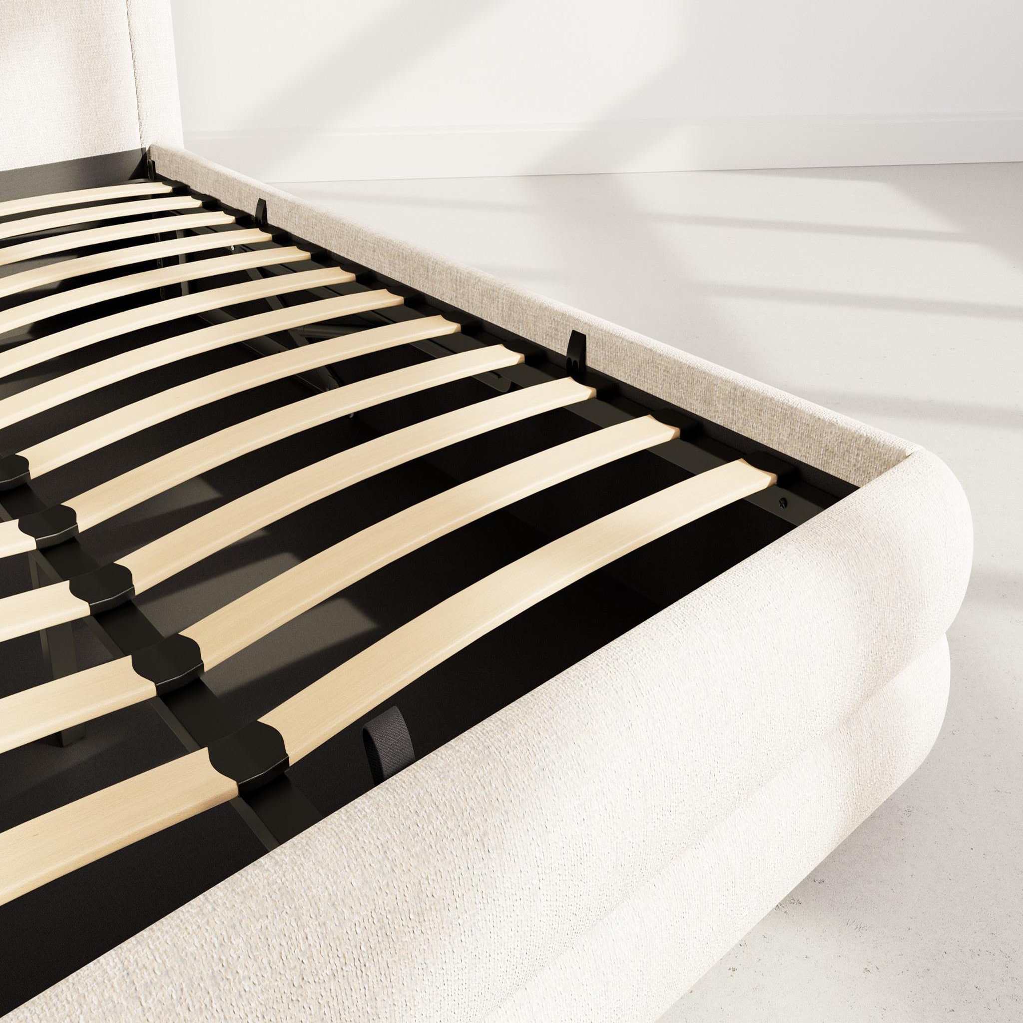 Voir la diapositive 5 : BEST MOBILIER Babel - lit coffre queen size - 160x200 cm - en velours texturé - sommier inclus