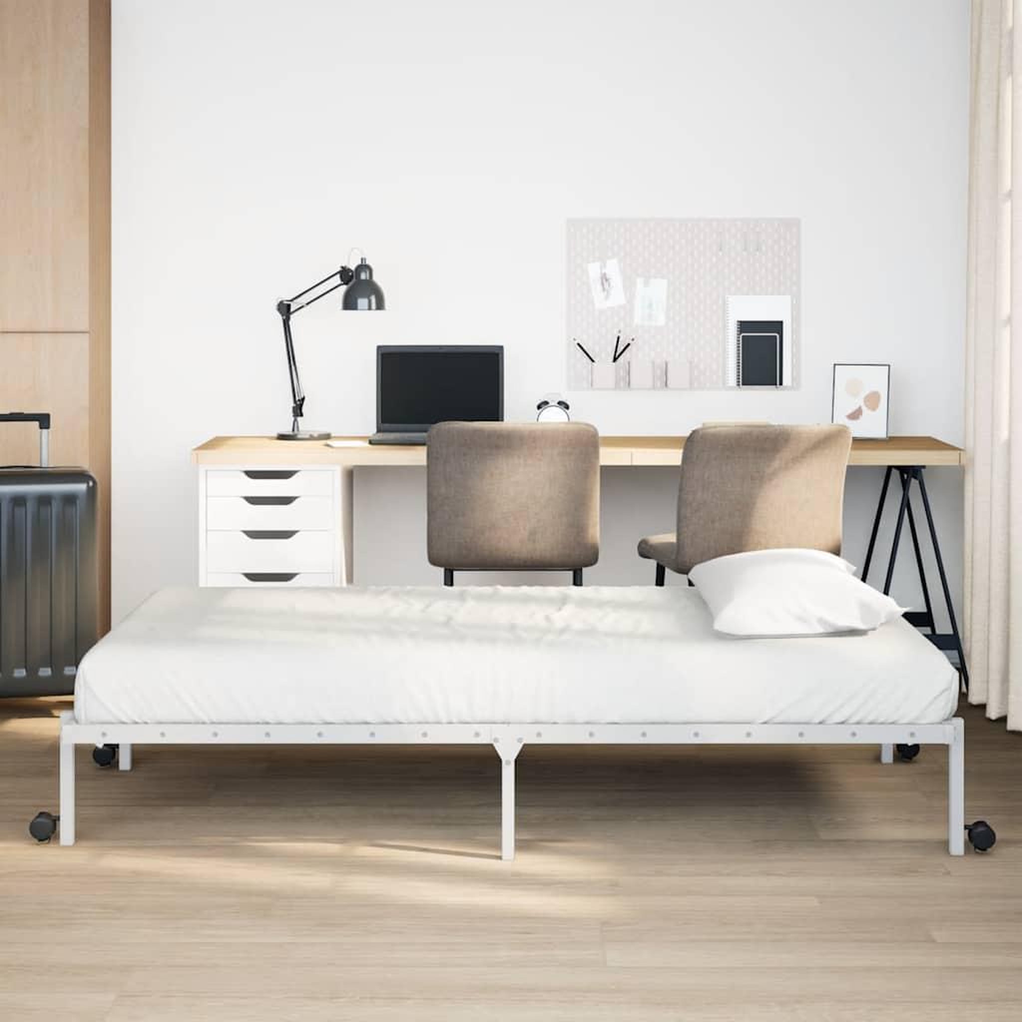 Voir la diapositive 4 : VIDAXL Cadre de lit sans matelas pliable blanc 100x190 cm acier