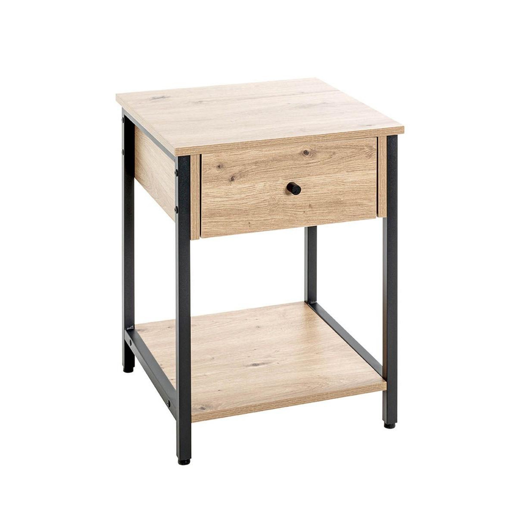 Paris Prix Table d'Appoint 1 Tiroir  Miranda  55cm Chêne & Noir