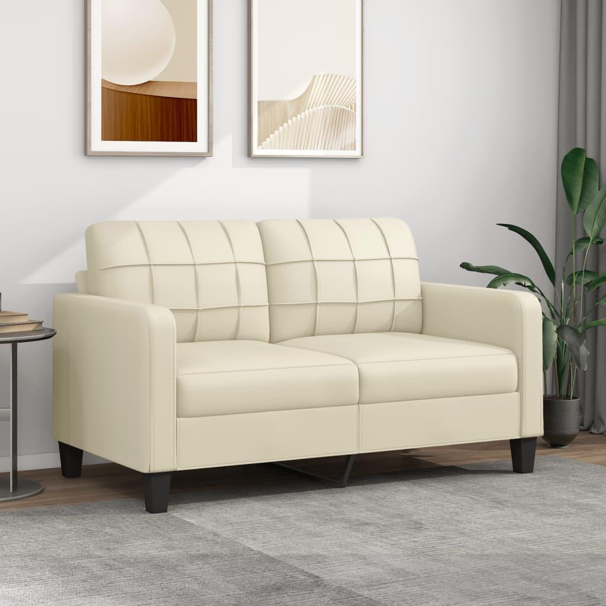 VIDAXL Canape a 2 places Creme 140 cm Similicuir