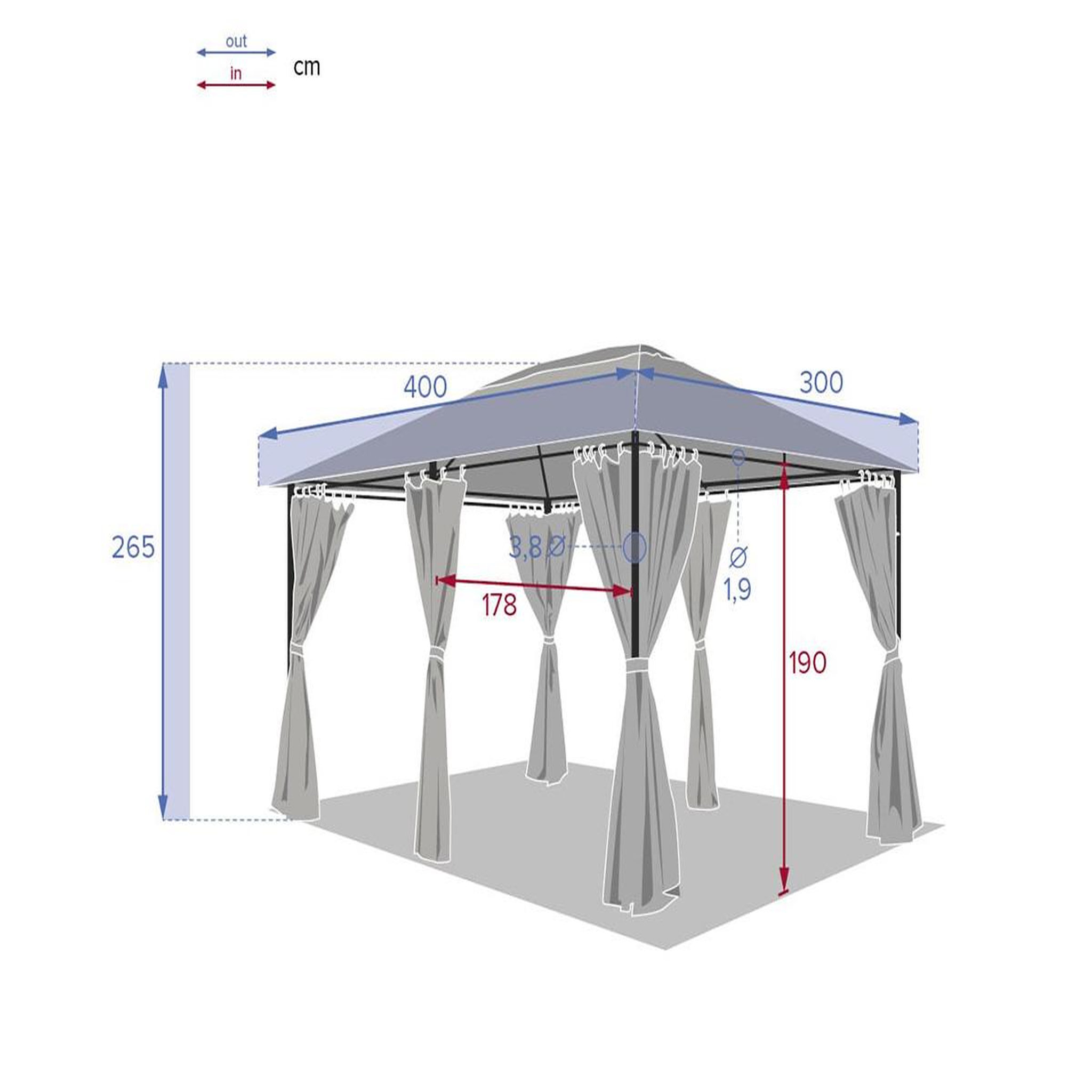 Voir la diapositive 5 : HESPERIDE Tonnelle de jardin Santorini 3 x 4 m Ardoise - Hespéride