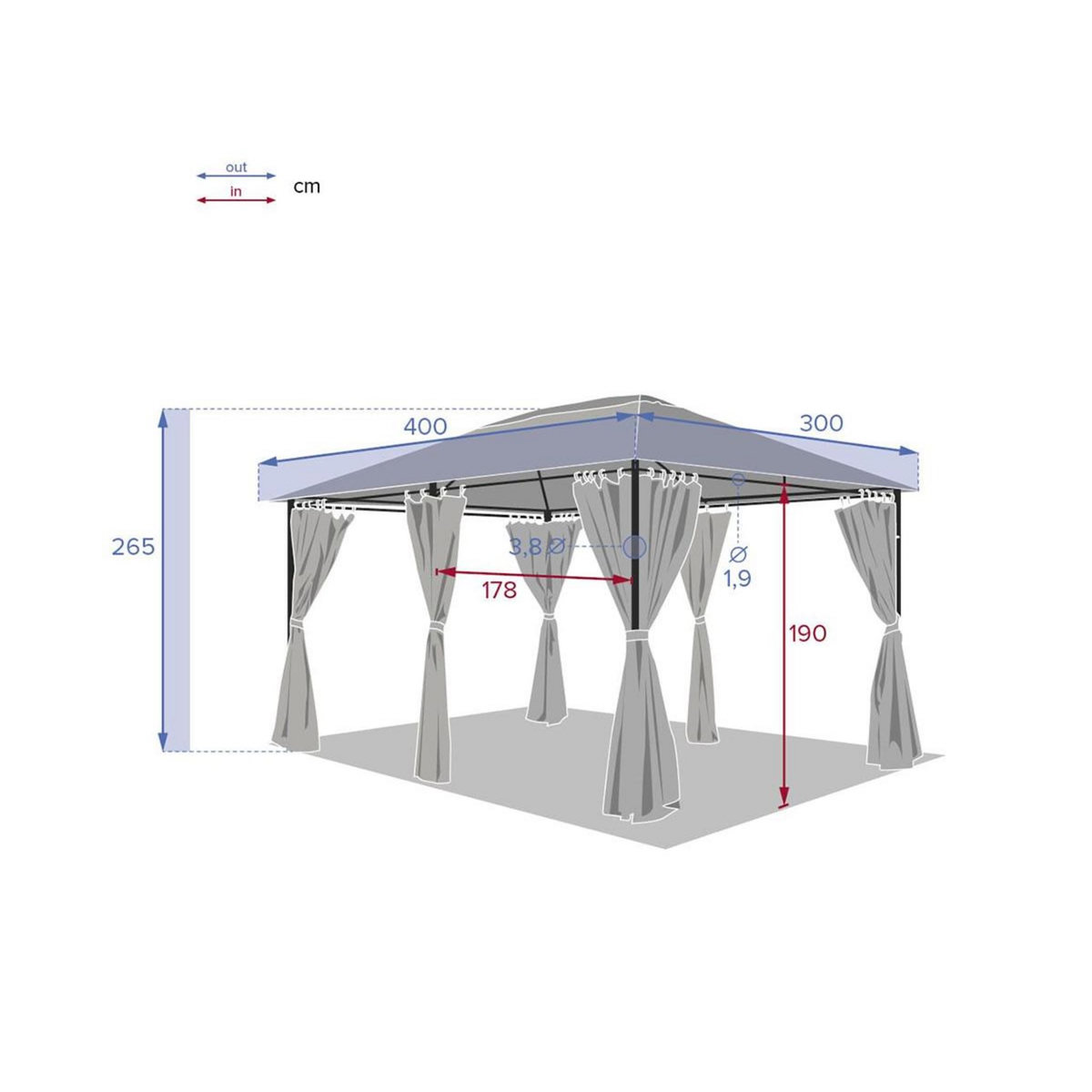HESPERIDE Tonnelle de jardin Santorini 3 x 4 m Ardoise - Hespéride