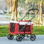 Voir la diapositive 2 : PAWHUT Poussette pliable animaux chien chat nacelle amovible 4 roues rouge