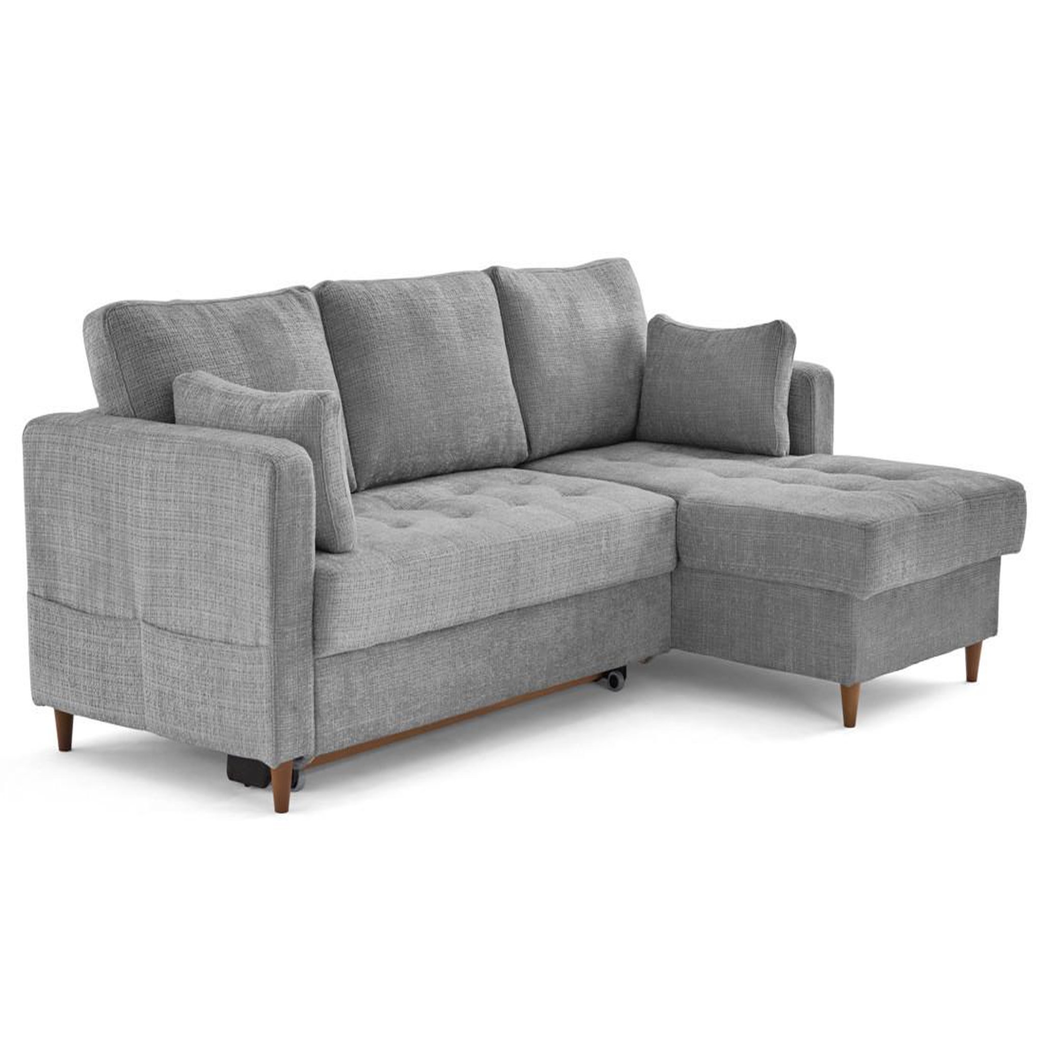 Voir la diapositive 4 : LISA DESIGN Anna - canapé d'angle droit 4 places convertible avec coffre en velours texturé