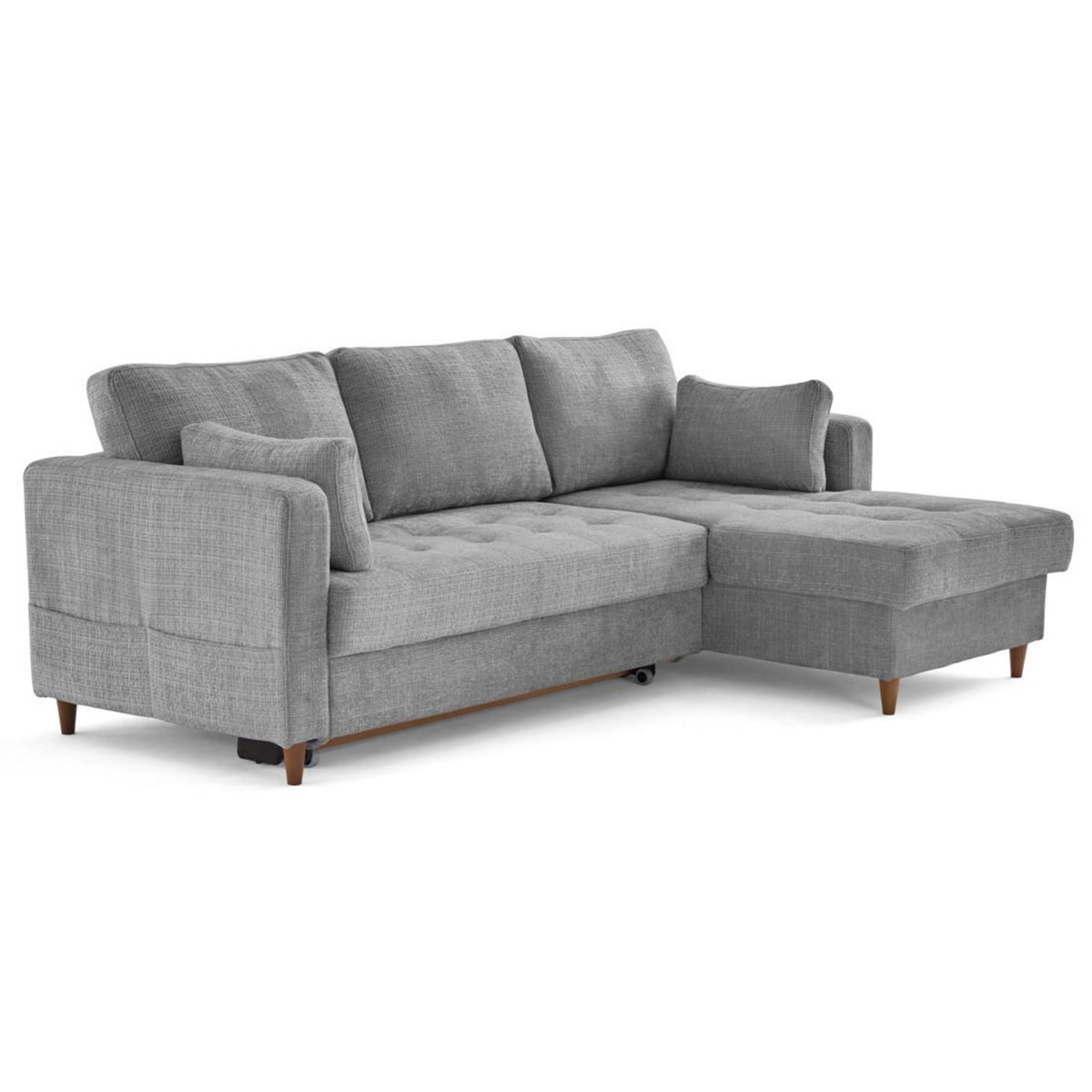 LISA DESIGN Anna - canapé d'angle droit 4 places convertible avec coffre en velours texturé