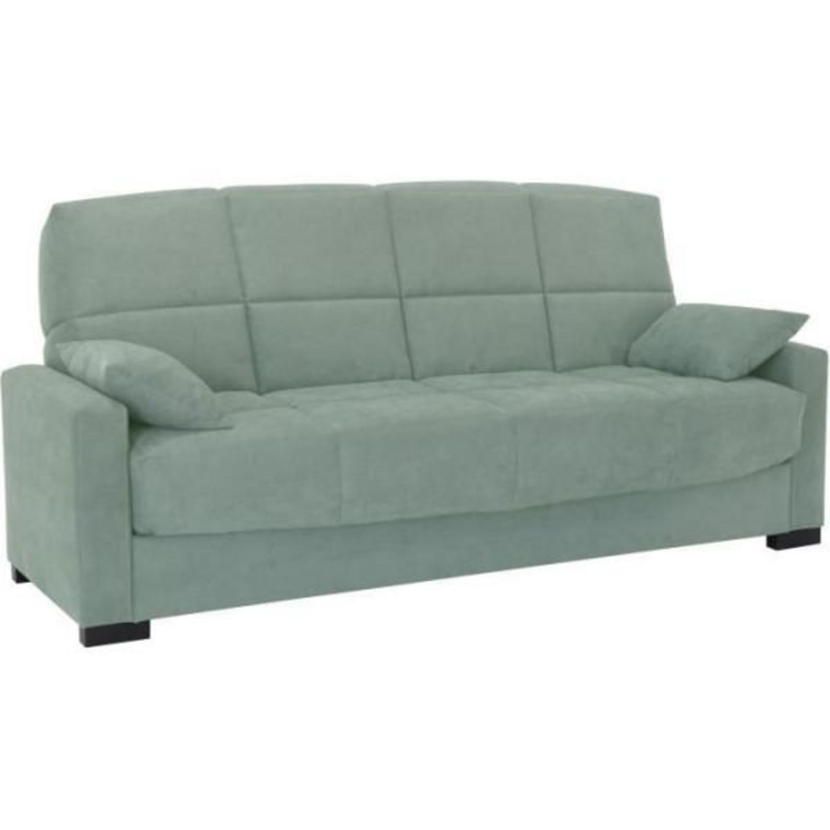MARKET24 Clic clac 3 places MEGAN 14 - Tissu Soro vert amande - Avec accoudoirs - Couchage 130x190 cm - L223 x P96 x H103 cm