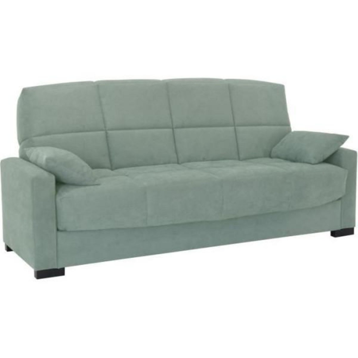 MARKET24 Clic clac 3 places MEGAN 14 - Tissu Soro vert amande - Avec accoudoirs - Couchage 130x190 cm - L223 x P96 x H103 cm