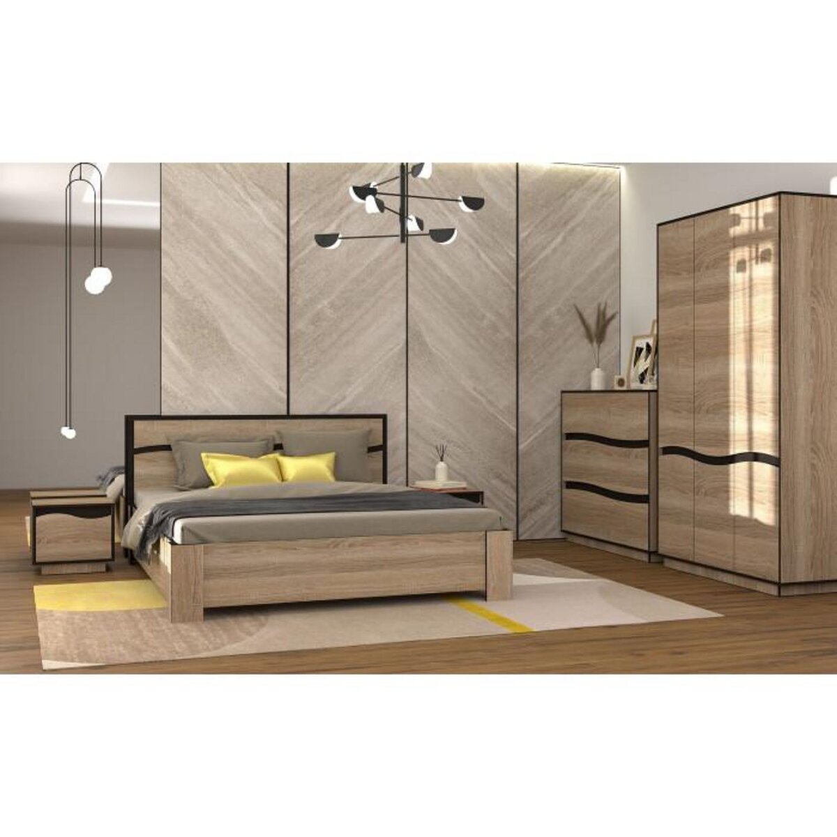 Paris Prix Lit Adulte Design  Varo  160x200cm Chêne Clair