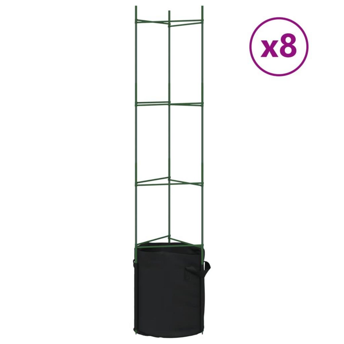 VIDAXL Cages a tomates avec sacs a plantes 8 pcs 154 cm acier et PP