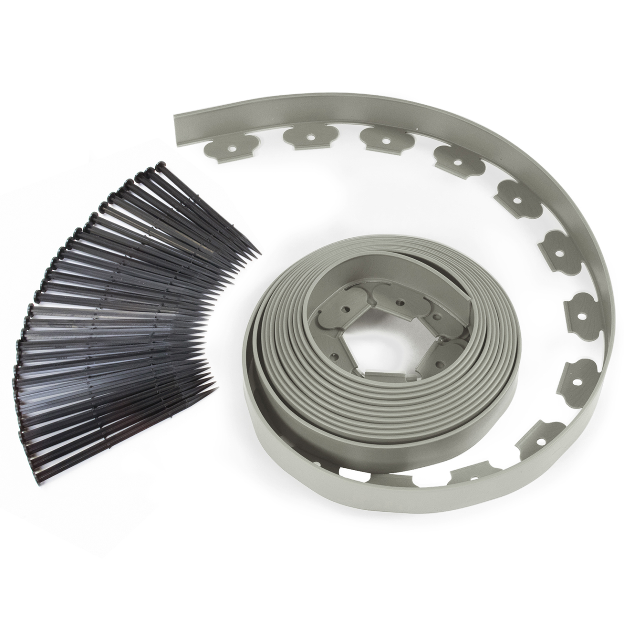 Voir la diapositive 5 : ID MARKET Bordurette de jardin flexible 10 m grise hauteur 5 cm + 30 piquets
