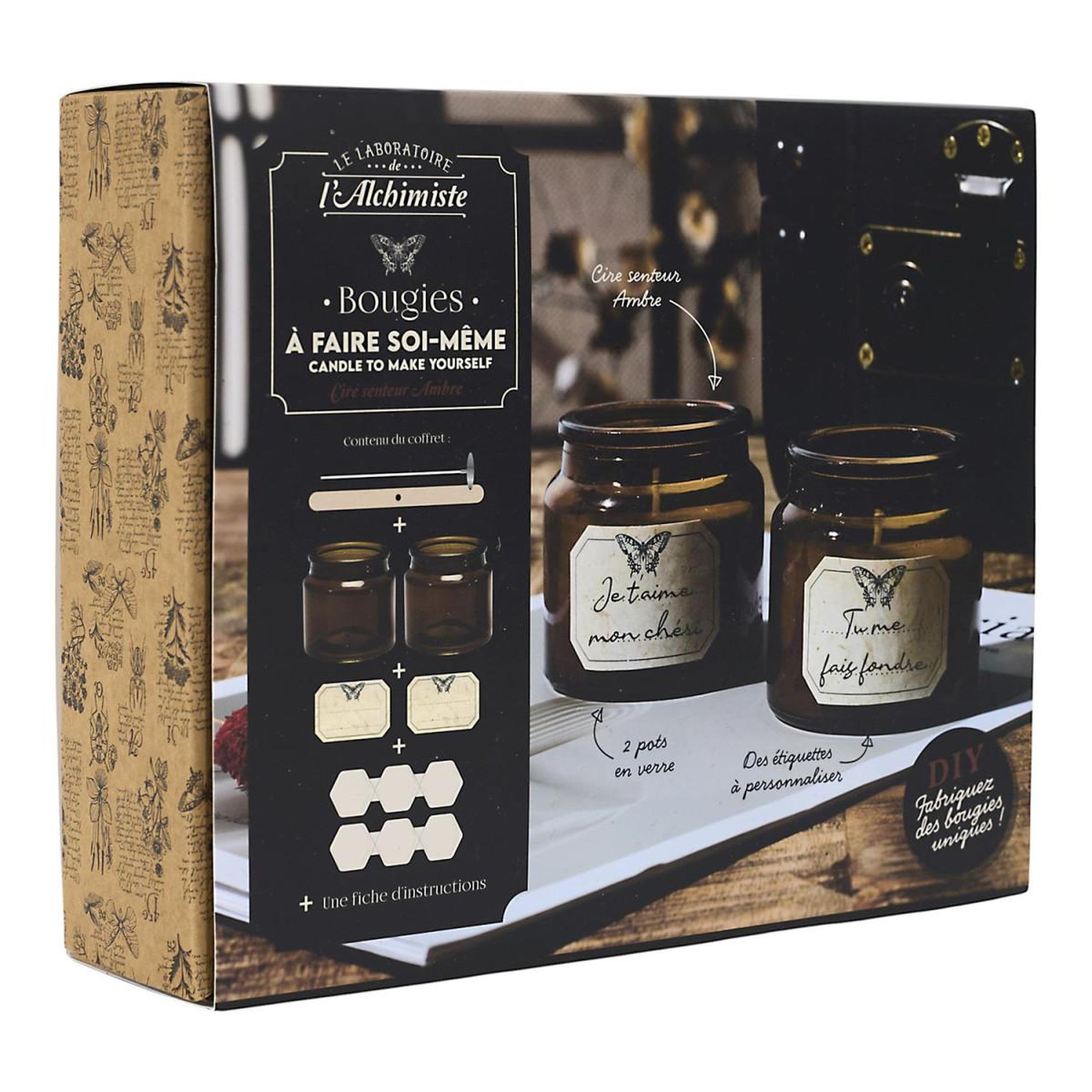 The concept Factory Coffret bougie apothicaire à confectionner  diy  20cm ambre