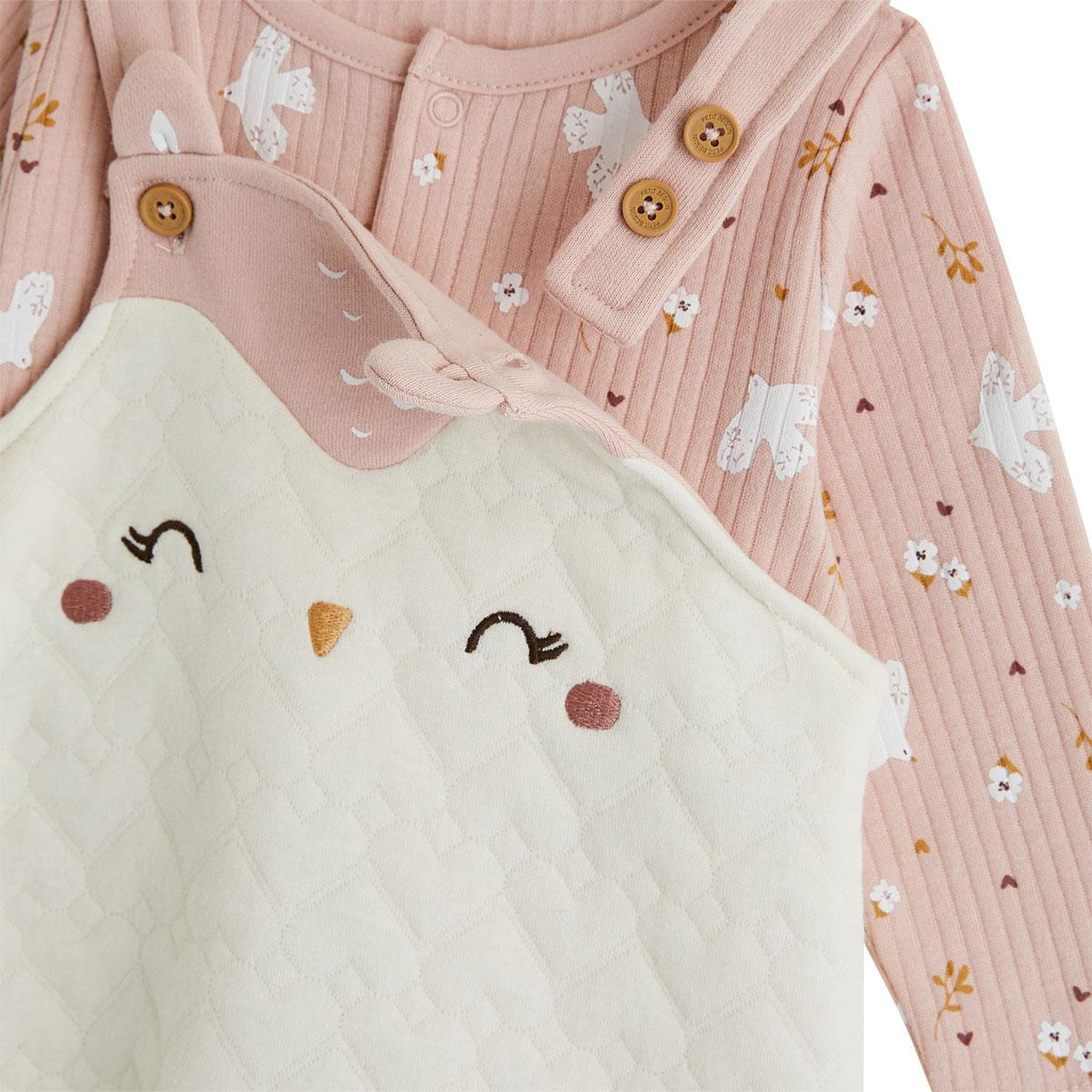 Voir la diapositive 3 : PETIT BEGUIN Ensemble salopette bébé matelassé et t-shirt Miette