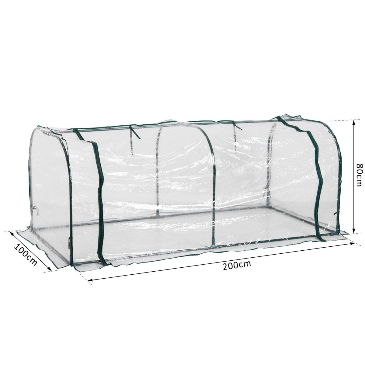 HOMCOM Serre de jardin tunnel 2L x 1l x 0,8H m tente bâche transparent acier