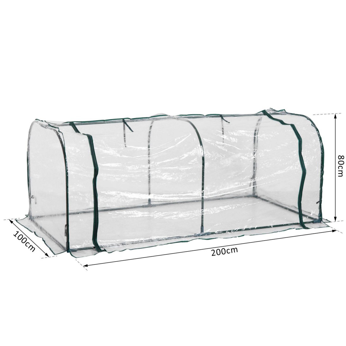 HOMCOM Serre de jardin tunnel 2L x 1l x 0,8H m tente bâche transparent acier