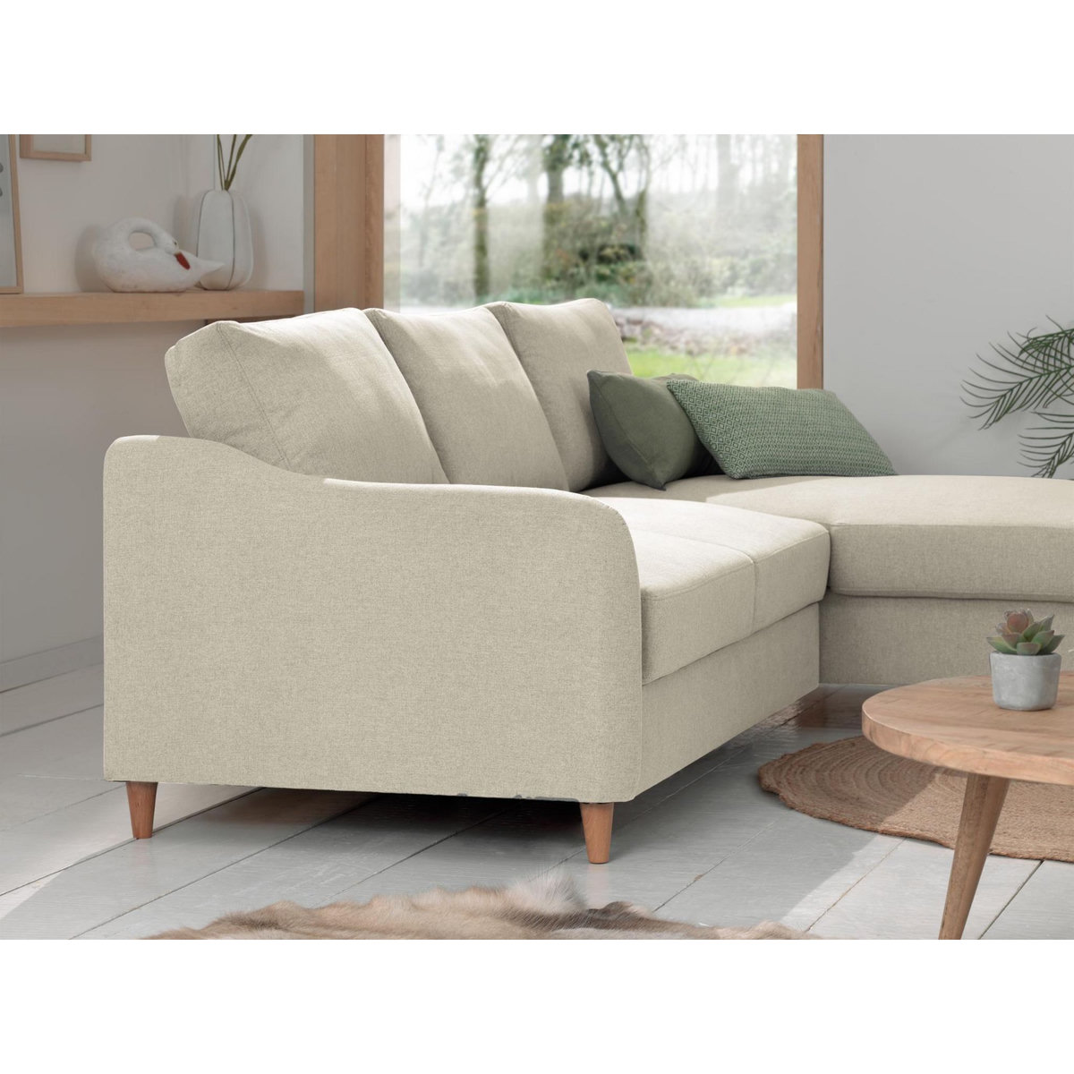 LISA DESIGN Will - canapé d'angle droit - convertible avec coffre - 4 places - en tissu