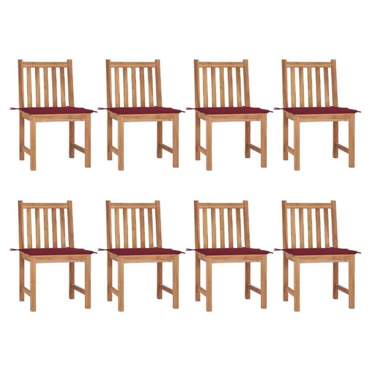 VIDAXL Chaises de jardin lot de 8 avec coussins Bois de teck massif