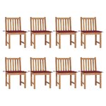VIDAXL Chaises de jardin lot de 8 avec coussins Bois de teck massif