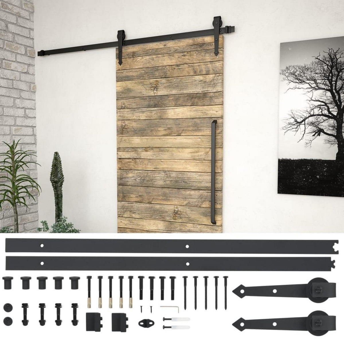 VIDAXL Kit de quincaillerie de porte coulissante 183 cm Acier Noir