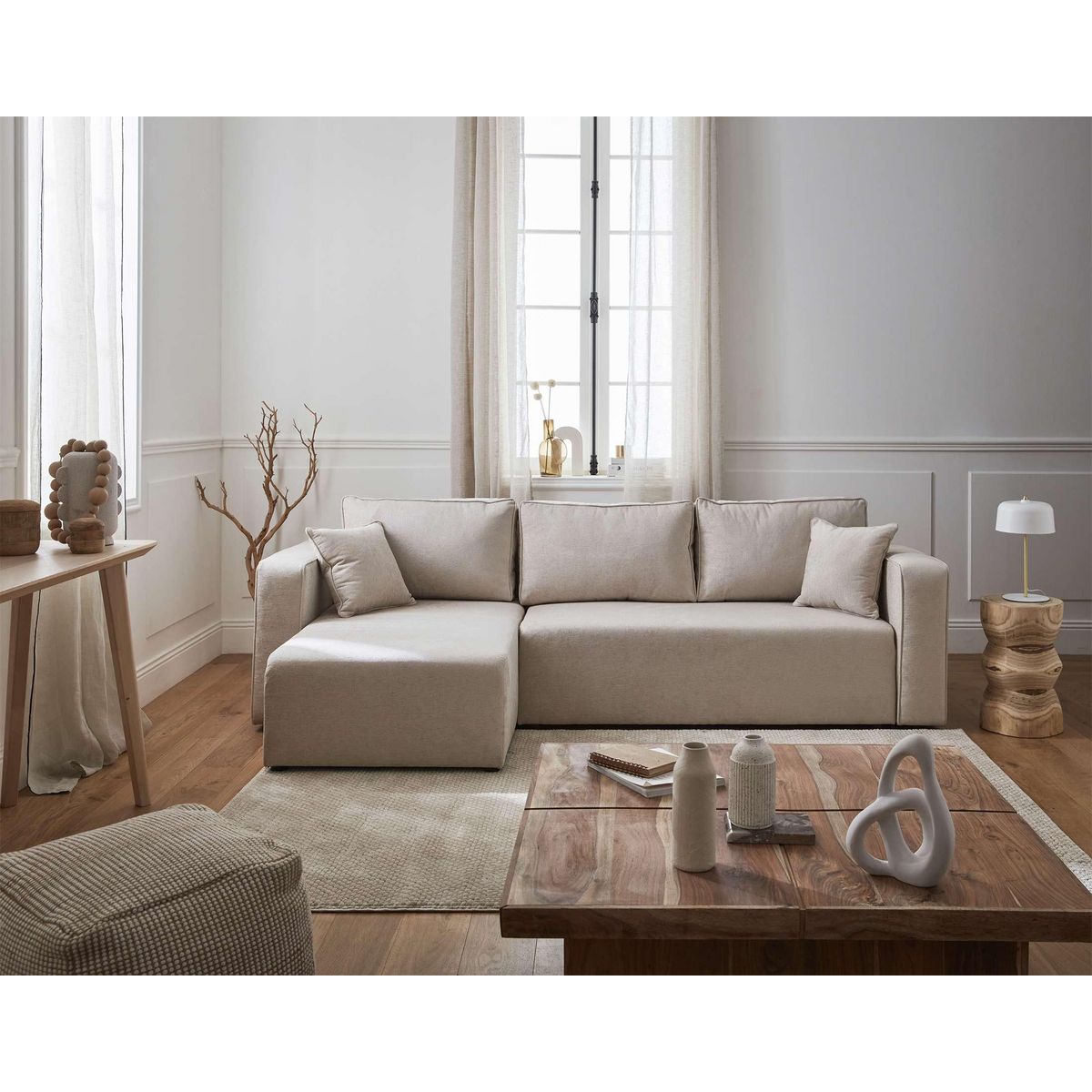 BEST MOBILIER Topaze - canapé d'angle réversible - 4 places - convertible avec coffre - en tissu