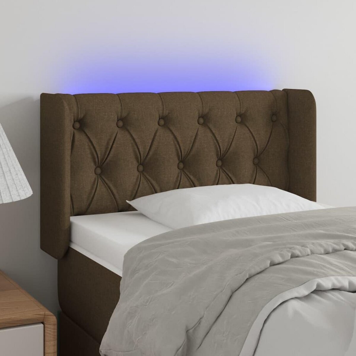 VIDAXL Tete de lit a LED Marron fonce 83x16x78/88 cm Tissu