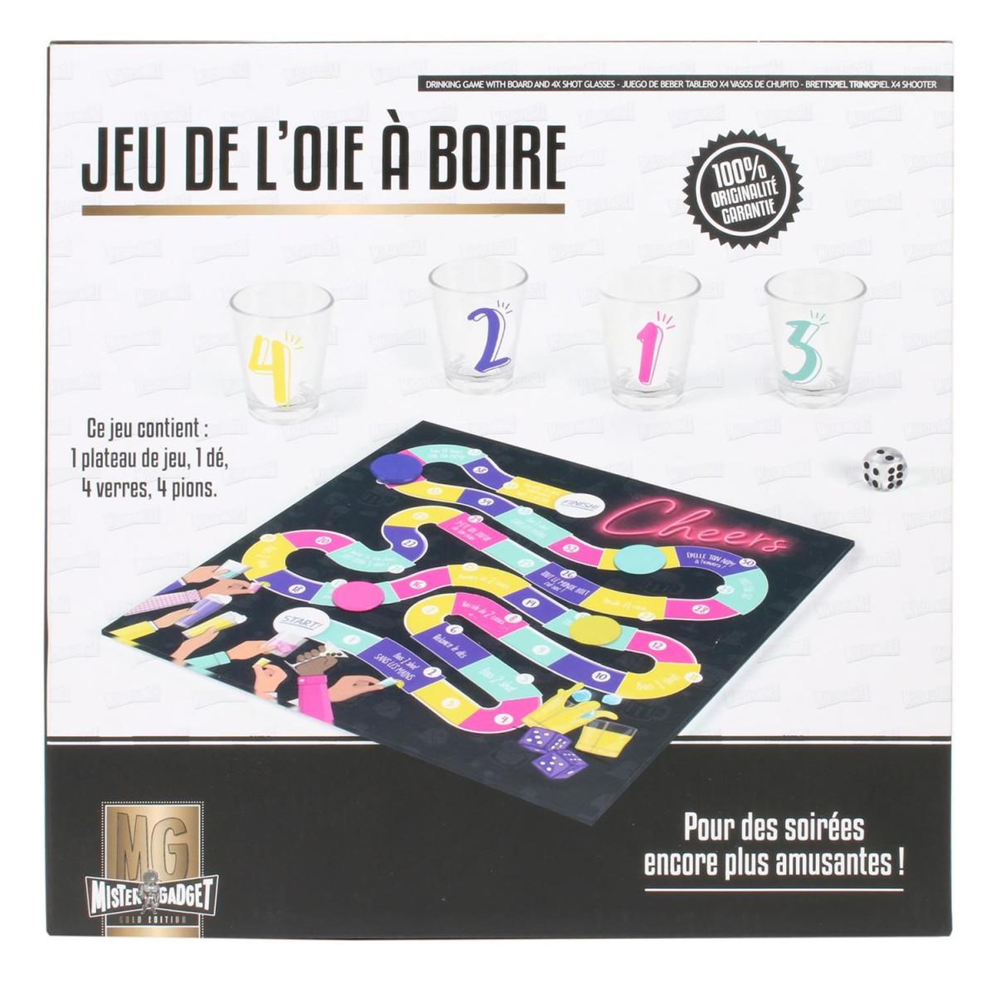 Voir la diapositive 5 : MISTER GADGET Jeu de l'oie à boire  plateau & 4 shooters  25cm multicolore