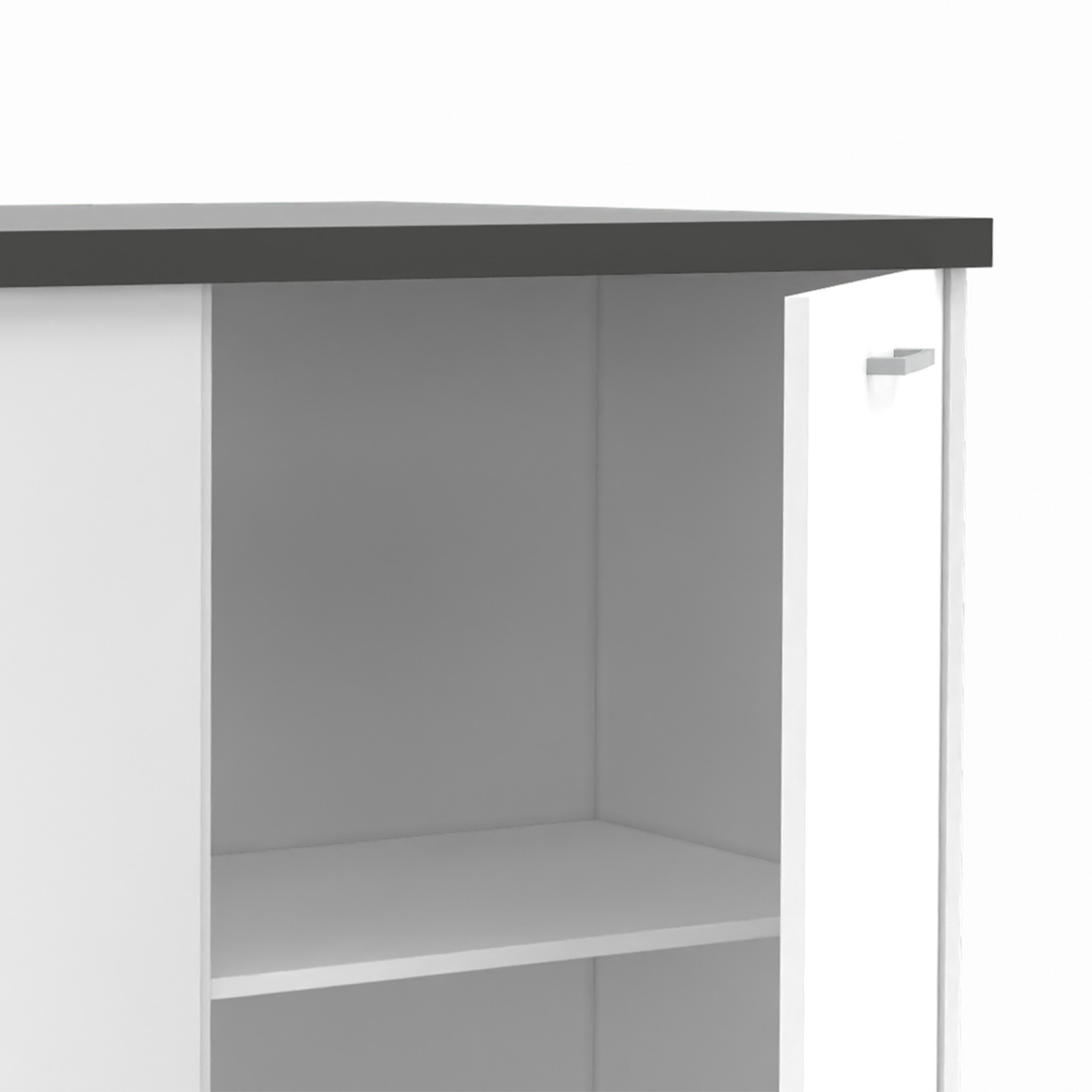 Voir la diapositive 6 : ID MARKET Ilot central tibo 120 cm bois blanc avec plan de travail gris anthracite