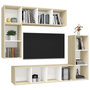 Voir la diapositive 3 : VIDAXL Ensemble meubles TV 4 pcs Blanc/chene sonoma Bois d'ingenierie