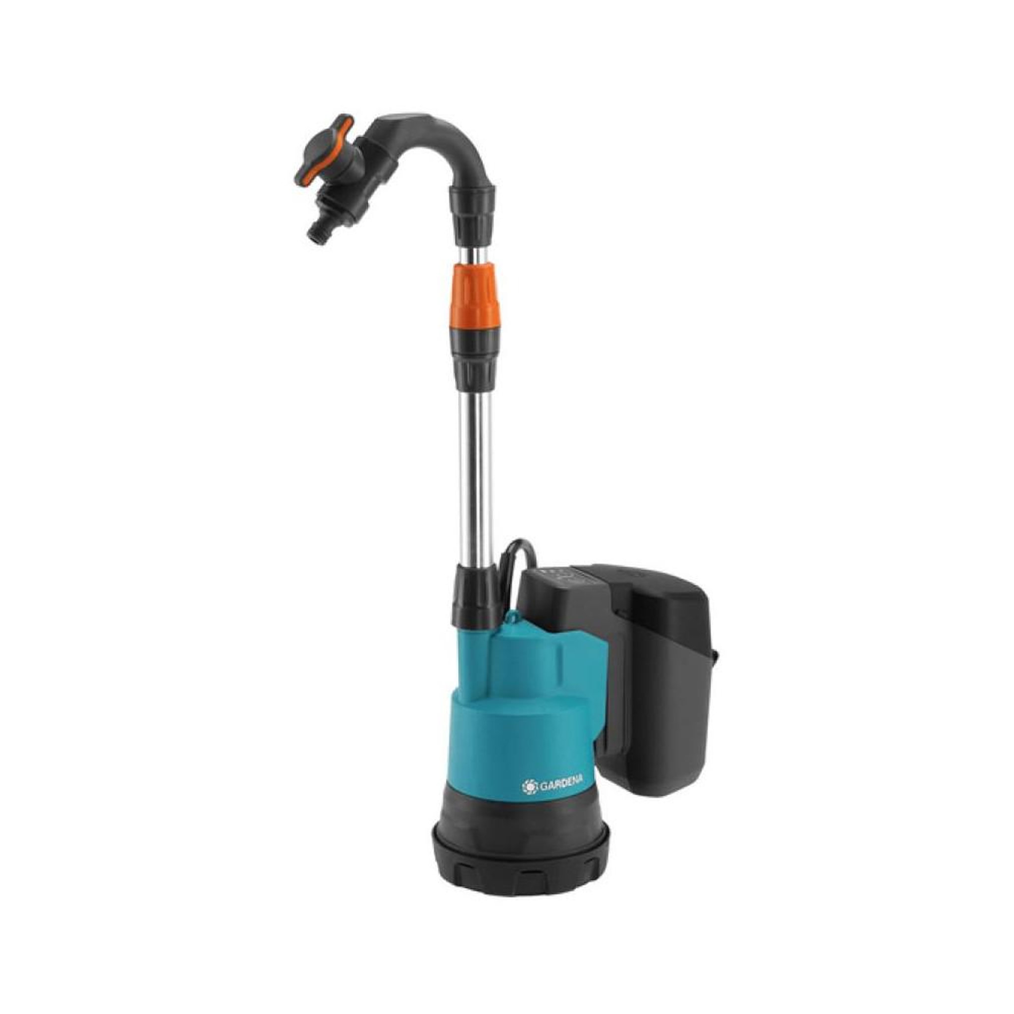 Voir la diapositive 2 : Gardena Pompe de cuve de récupération d'eau de pluie sur batterie 18V 2000 l/h 2 bar hauteur de refoulement 20 m tubulure télescopique 560-760 mm minuterie 5/10/15 min