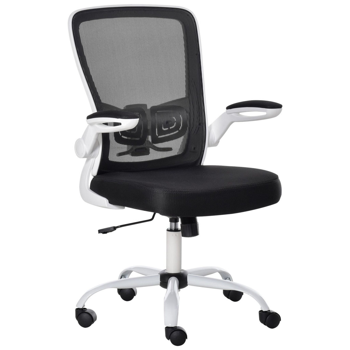 VINSETTO Vinsetto Chaise de bureau ergonomique hauteur réglable pivotante 360° accoudoirs relevables tissu maille bicolore noir blanc