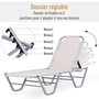 Voir la diapositive 5 : OUTSUNNY Bain de soleil transat design contemporain dossier inclinable multi-positions alu textilène crème