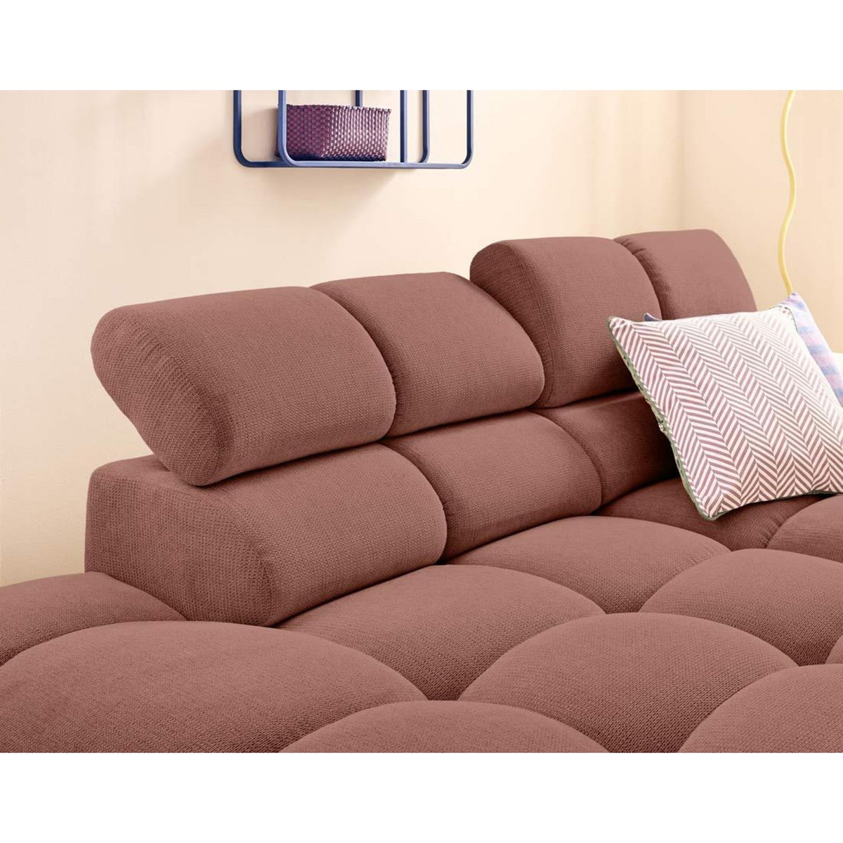 LISA DESIGN Matera - canapé d'angle gauche 3 places avec têtières réglables en tissu texturé