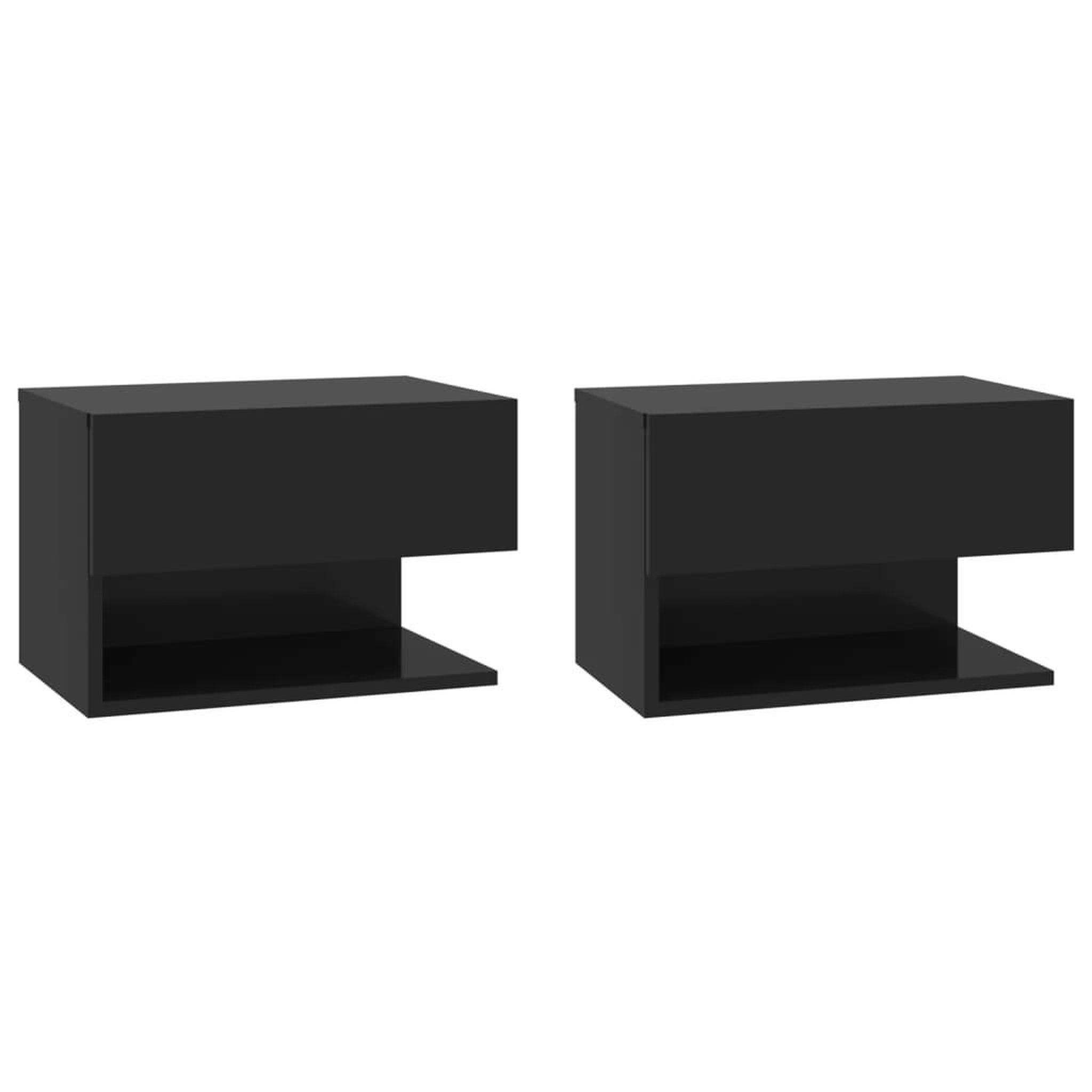 Voir la diapositive 2 : VIDAXL Tables de chevet murales 2 pcs Noir