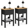 Voir la diapositive 1 : ID MARKET Lot de 2 tables de chevet ACHILLE 1 tiroir et 1 tablette noir et bois