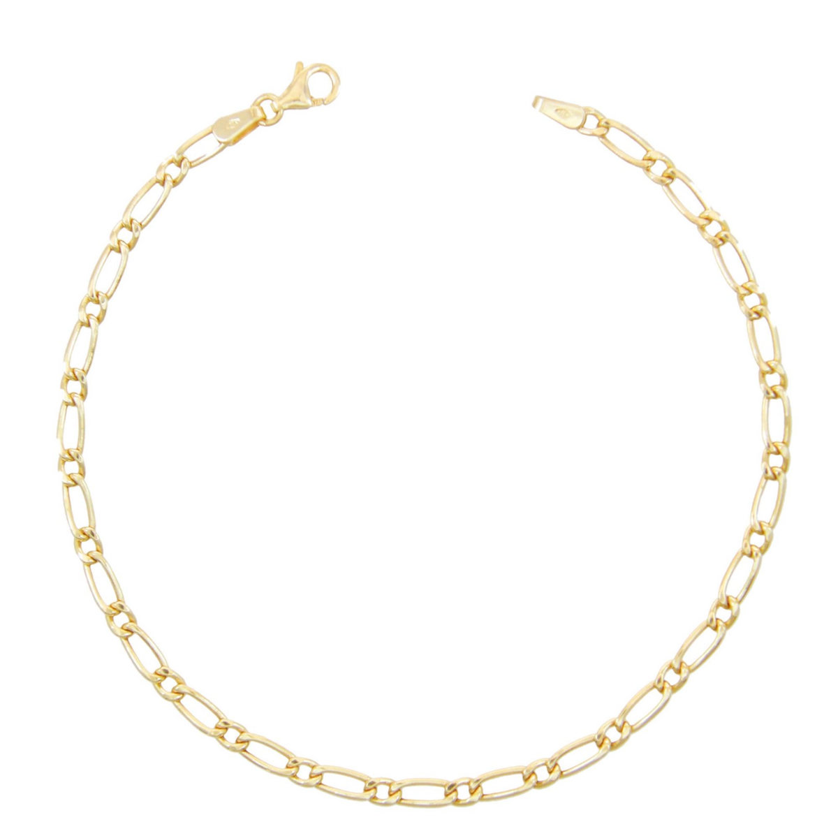 L'ATELIER D'AZUR Bracelet Or Jaune Maille Figaro Alternée 1+1 - Homme