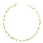 L'ATELIER D'AZUR Bracelet Or Jaune Maille Figaro Alternée 1+1 - Homme