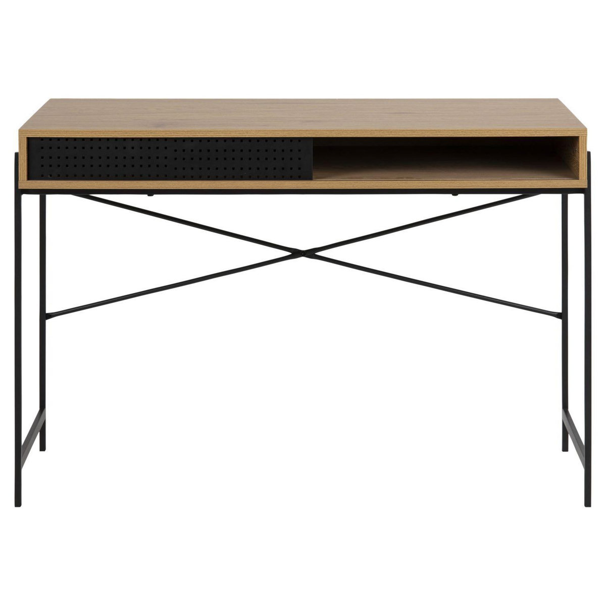 TOILINUX Bureau Aria en MDF et métal avec 1compartiment ouvert et 1 porte coulissante
