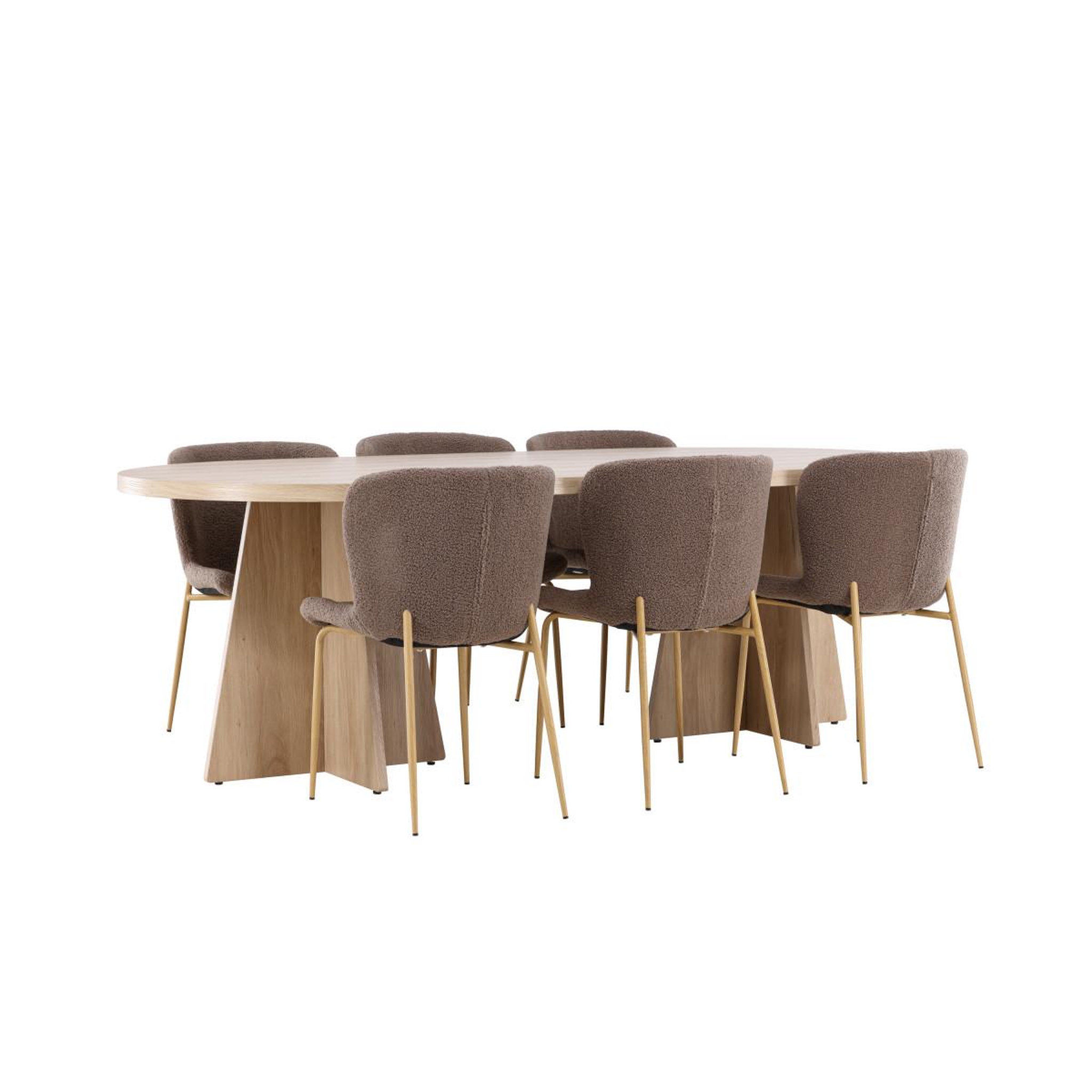 Voir la diapositive 6 : Paris Prix Ensemble table à manger & 6 chaises  bootcut & modesto  230cm naturel & marron