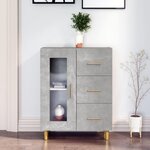 VIDAXL Buffet gris beton 69,5x34x90 cm bois d'ingenierie