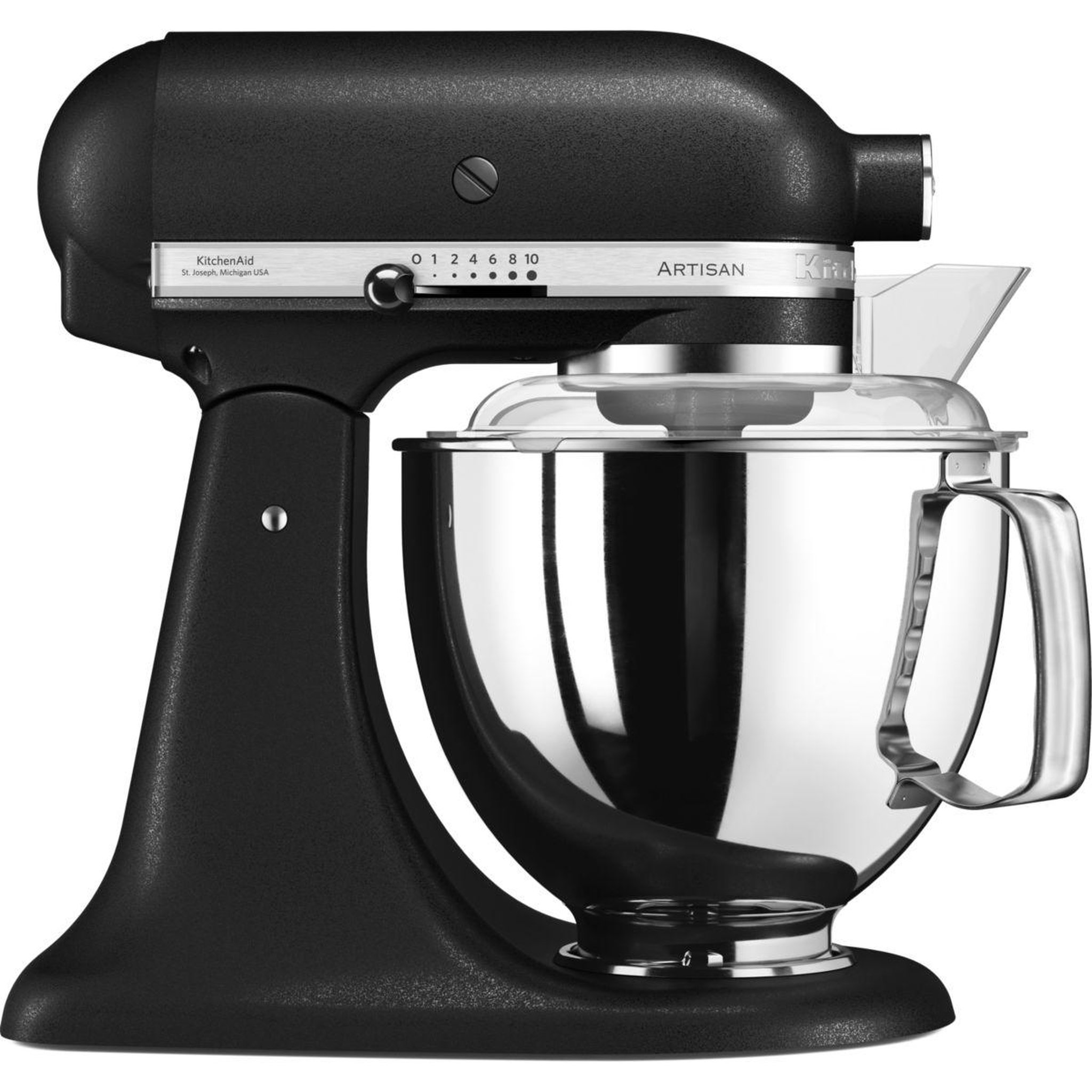 Voir la diapositive 3 : KitchenAid Robot pâtissier 5ksm175psebk artisan truffe noire, 4,8 l, bol avec poignée + bol 3 l, batteur souple et couvercle