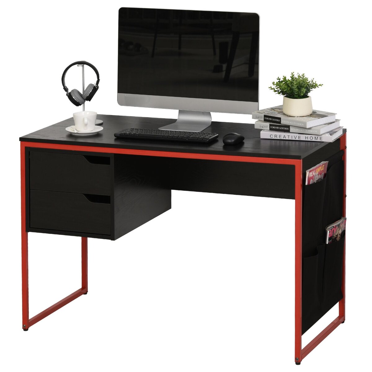 Table de bureau avec étagère de rangement et poche en tissu acheter en  ligne à bas prix