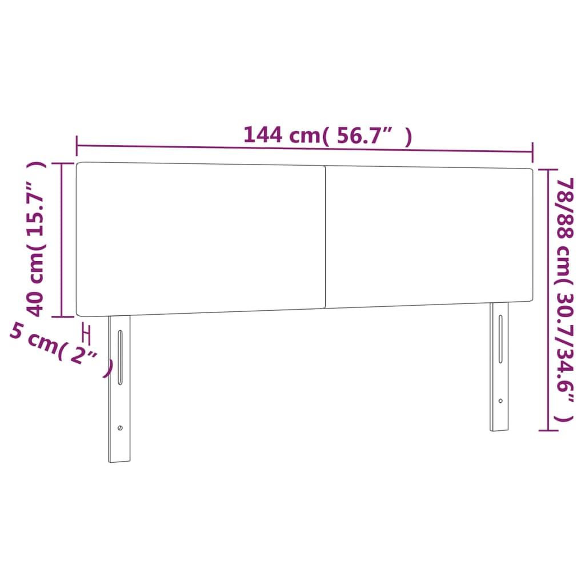 Voir la diapositive 6 : VIDAXL Tete de lit a LED Bleu fonce 144x5x78/88 cm Velours