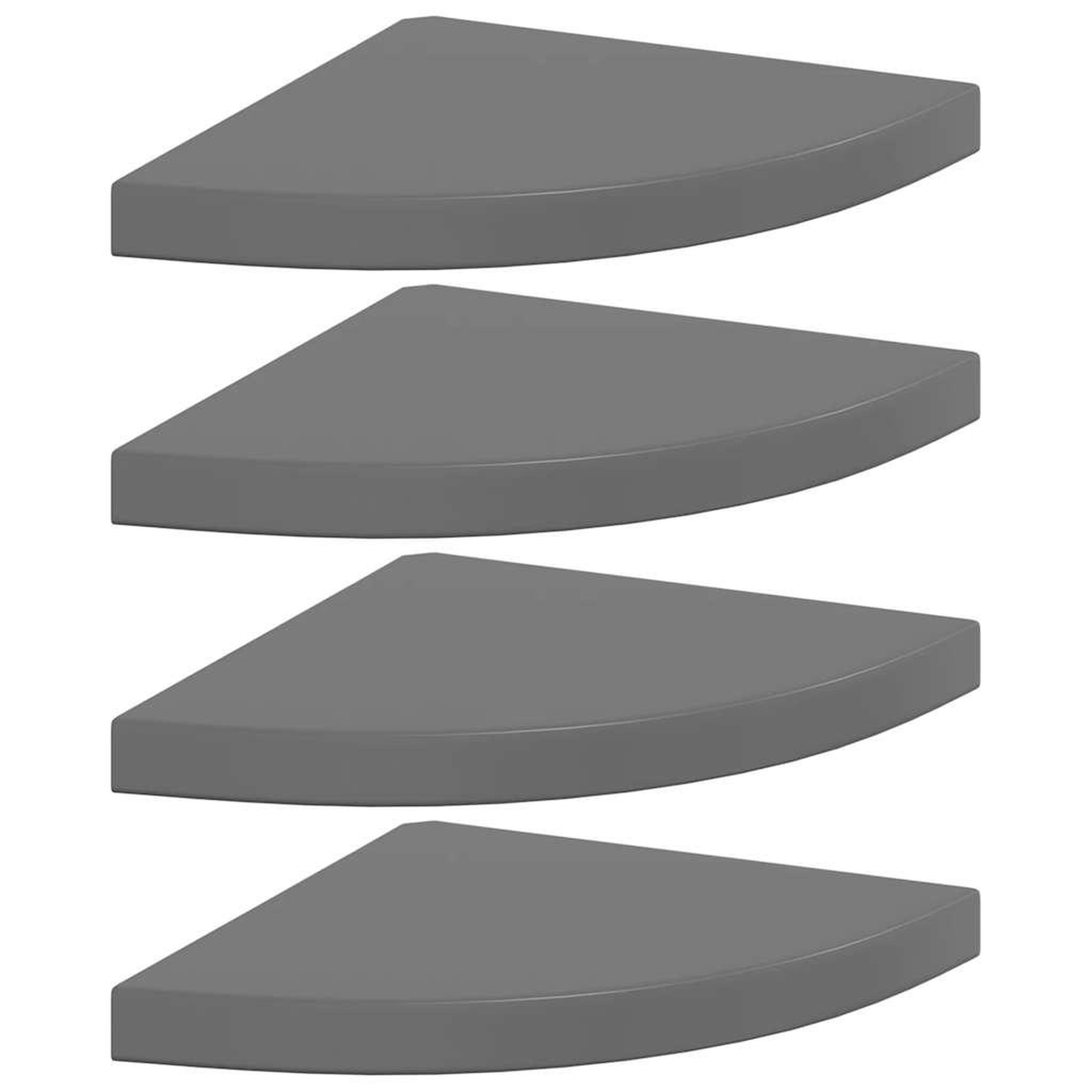 VIDAXL Etageres d'angle flottantes 4 pcs gris brillant 35x35x3,8cm mdf