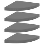 VIDAXL Etageres d'angle flottantes 4 pcs gris brillant 35x35x3,8cm MDF