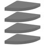 Voir la diapositive 1 : VIDAXL Etageres d'angle flottantes 4 pcs gris brillant 35x35x3,8cm MDF