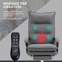 Voir la diapositive 4 : VINSETTO Fauteuil de bureau massant chauffant inclinable réglable repose-pieds rétractable microfibre gris