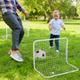 Voir la diapositive 2 : HOMCOM Set de 2 mini cages de football pour enfant - ballon, pompe, piquets inclus - 78L x 46l x 56H cm - métal blanc