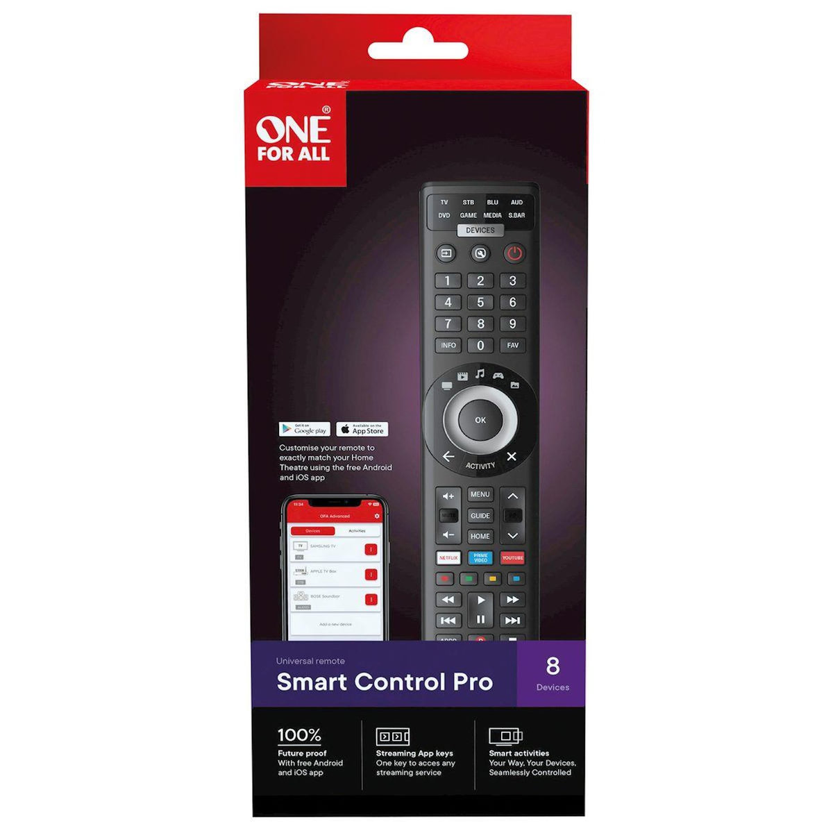 One For All Télécommande Universelle Smart Control Pro 8en1