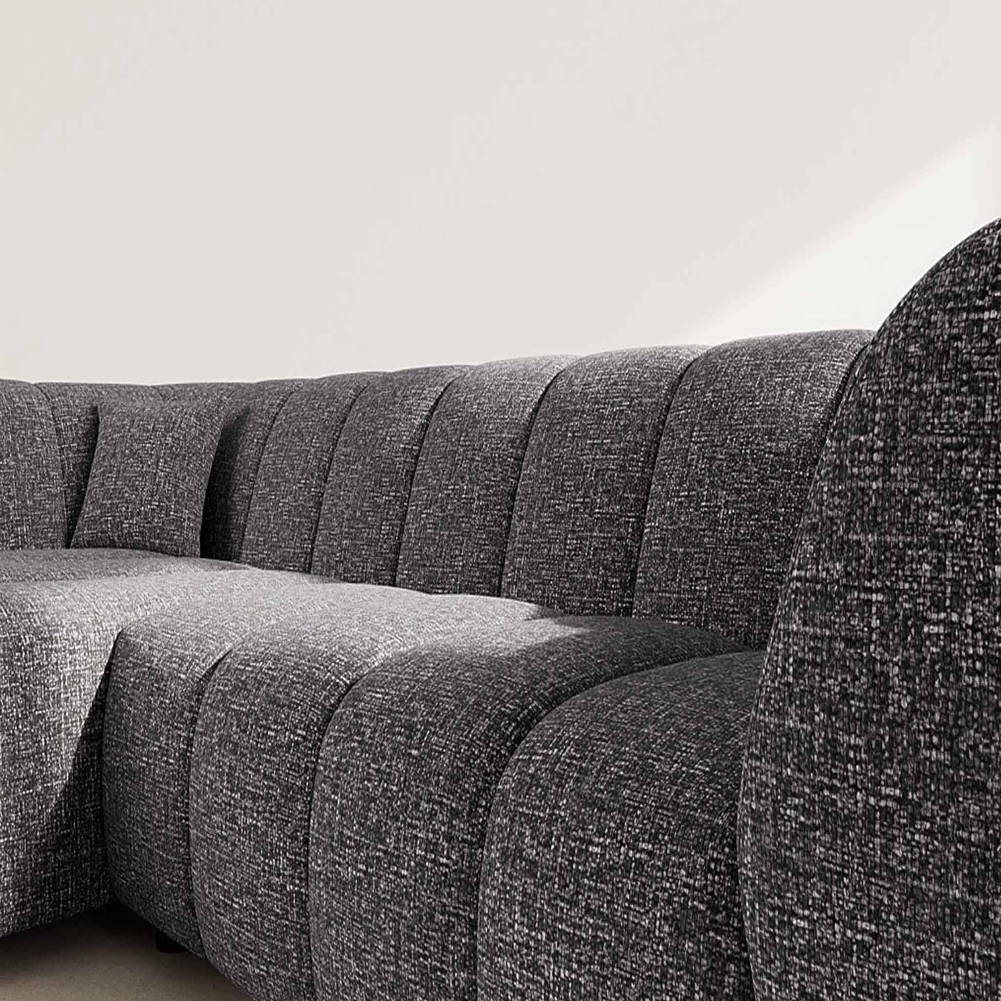 Voir la diapositive 4 : LISA DESIGN Curtis - canapé d'angle gauche 4 places avec accoudoir en tissu texturé