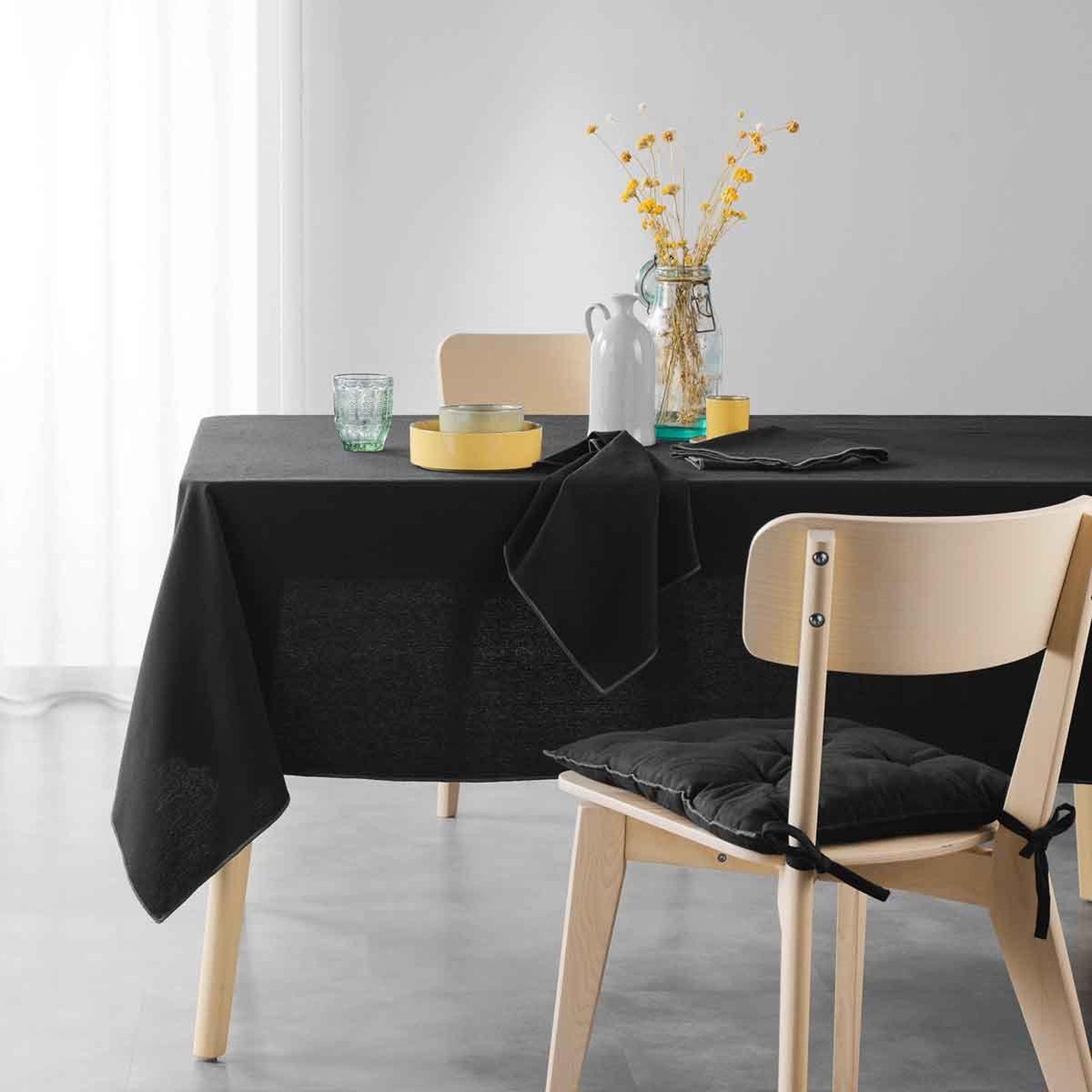 Voir la diapositive 3 : Douceur d'Intérieur Lot de 3 serviettes de table  mistraline  40x40cm noir